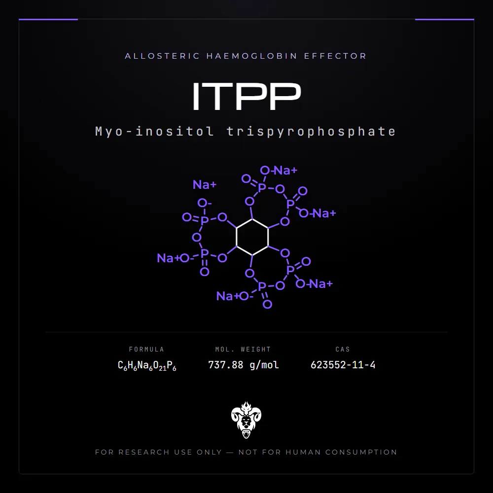 ITPP hexasodium structure, C6H6Na6O21P6, 737.88 g/mol, CAS 623552-11-4
