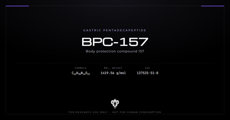 BPC-157 pentadecapeptide primary-sequence diagram and compound profile card — Kimera Chems