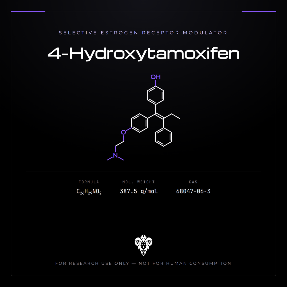 Chemical structure representation of 4-Hydroxytamoxifen, a triphenylethylene derivative.