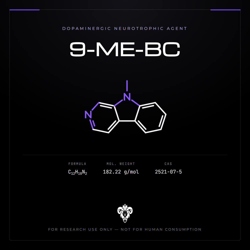 Chemical structure representation of 9-ME-BC, a beta-carboline derivative.