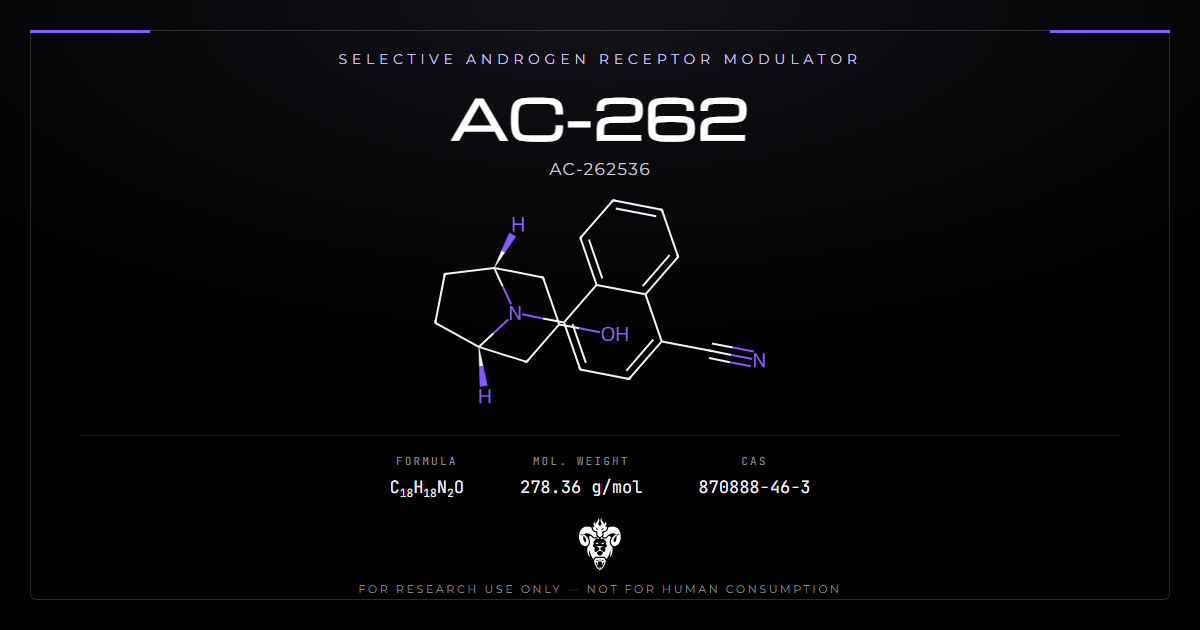 AC-262 chemical structure with molecular formula C18H18N2O on a dark laboratory background
