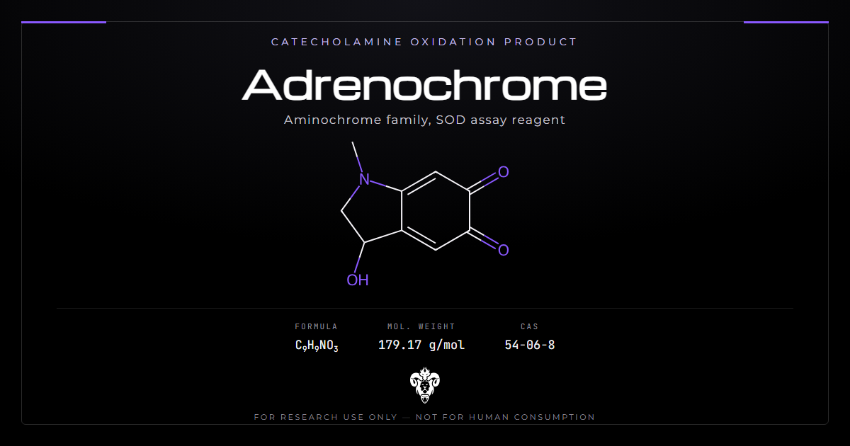 Adrenochrome chemical structure, an indole-5,6-dione ortho-quinone formed by oxidation of adrenaline