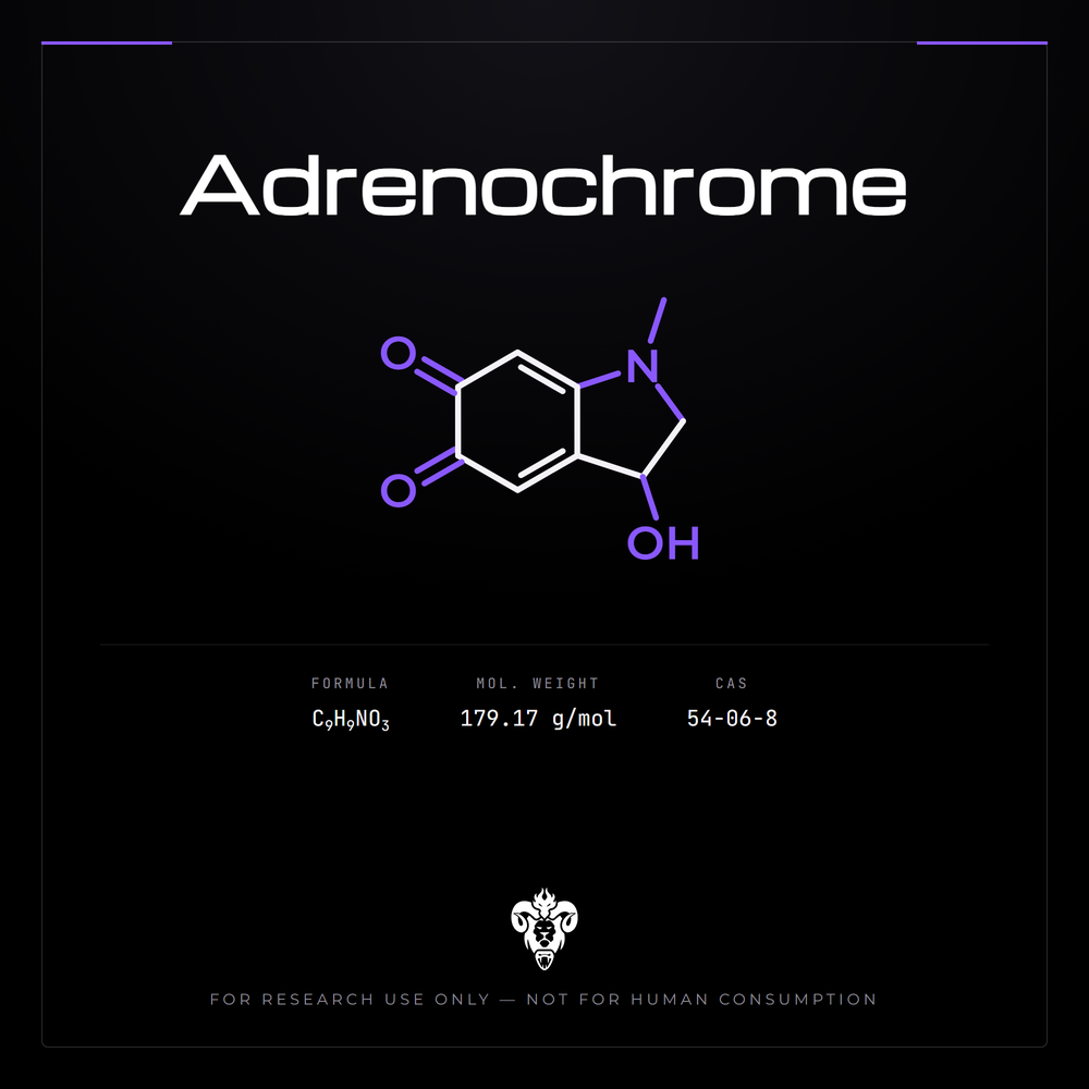Chemical structure representation of Adrenochrome.