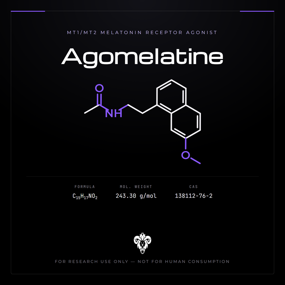Chemical structure representation of Agomelatine, a naphthalenic derivative / Melatonergic.