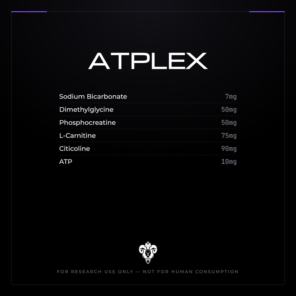 Kimera Chems research compound cover for ATPLEX, a multi-component amino and nucleotide formulation.