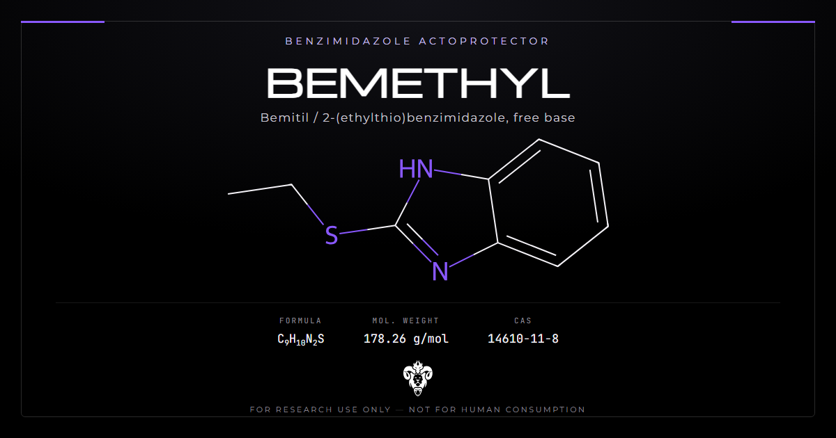 Bemethyl structure, the benzimidazole actoprotector, free base