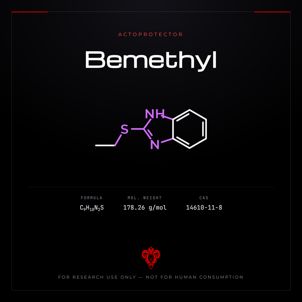 Chemical structure representation of Bemethyl, a benzimidazole derivative.