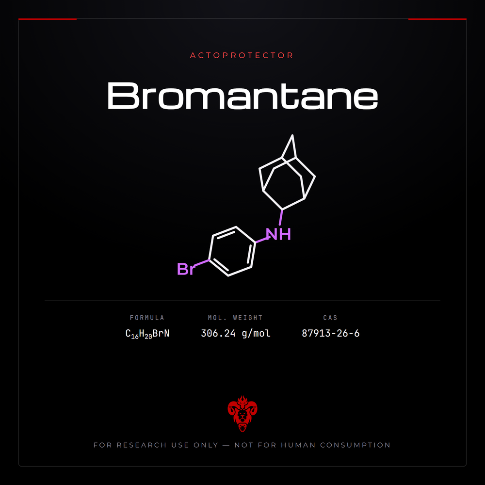 Chemical structure representation of Bromantane, an adamantane derivative.