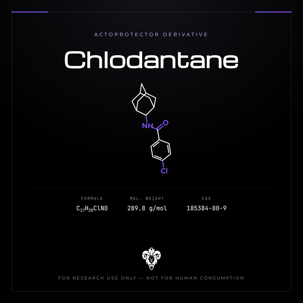 Chemical structure representation of Chlodantane, a benzoylaminoadamantane.