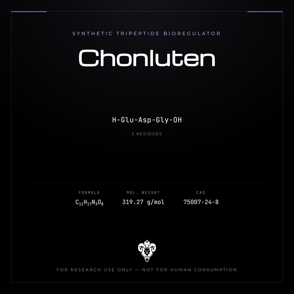 Kimera Chems research compound cover for Chonluten, a synthetic tripeptide bioregulator.