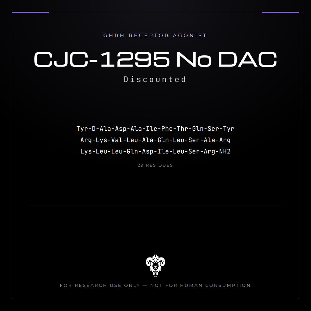 Kimera Chems research compound cover for CJC-1295 No DAC (Discounted), a synthetic GHRH(1-29) analogue peptide.