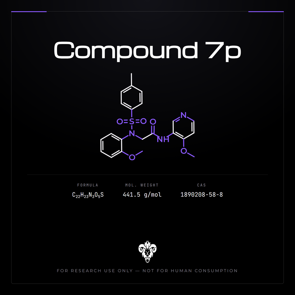 Chemical structure representation of Compound 7p, an arylsulfonamide-Acetamide Derivative.