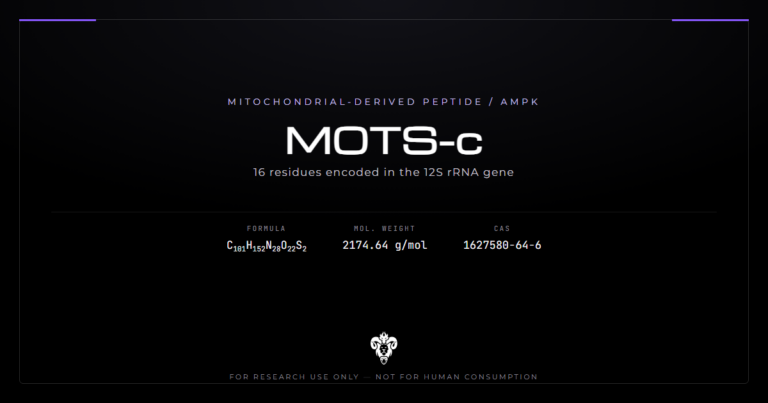 MOTS-c cover, the 16-residue mitochondrial-derived peptide and its identity data