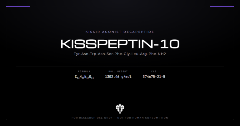 Kisspeptin-10 cover, the KISS1R decapeptide metastin 45-54 and its identity data