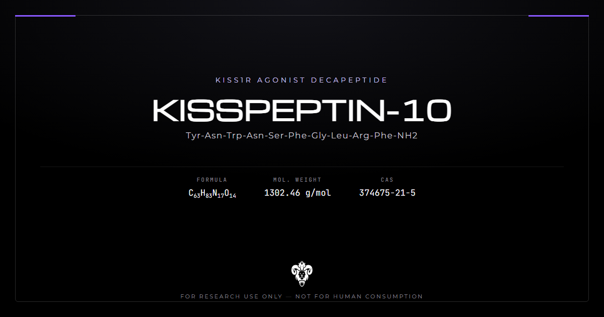 Kisspeptin-10 cover, the KISS1R decapeptide metastin 45-54 and its identity data