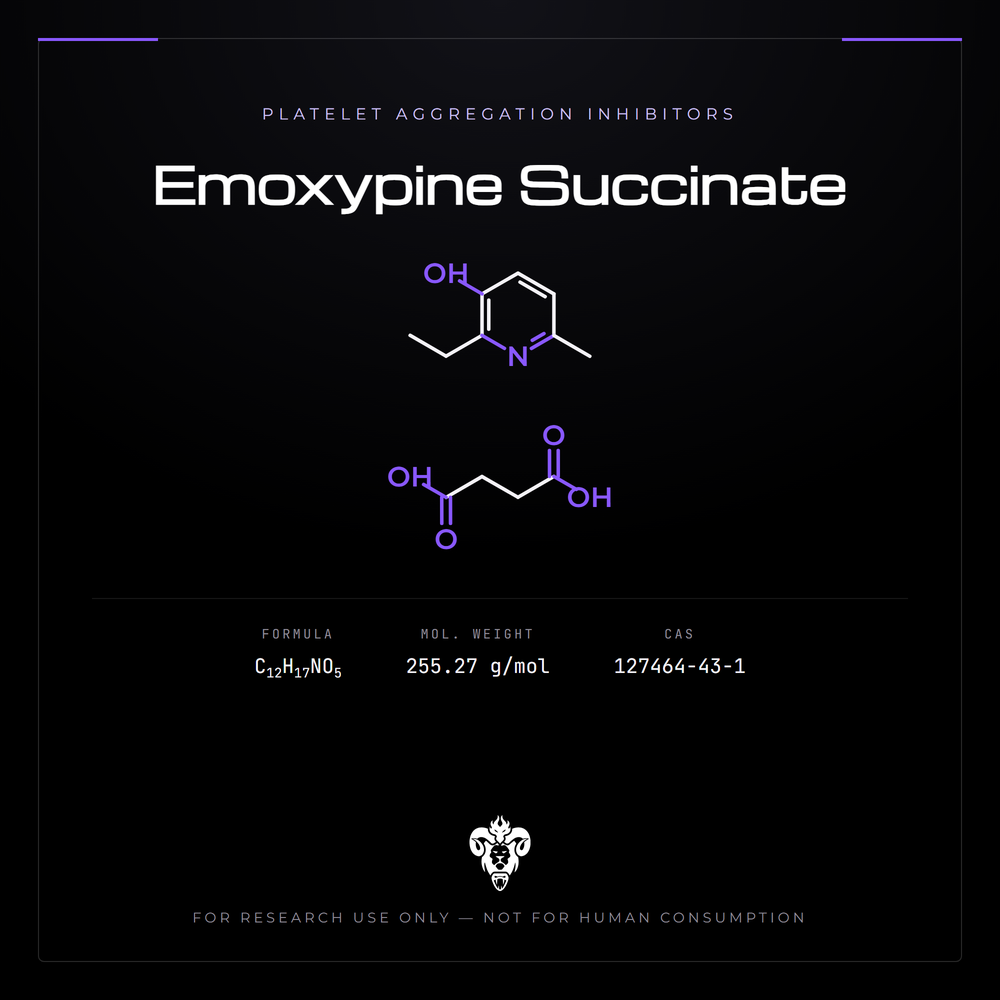 Chemical structure representation of Emoxypine Succinate, a 3-Hydroxypyridine Derivative / Dicarboxylic Acid Salt.