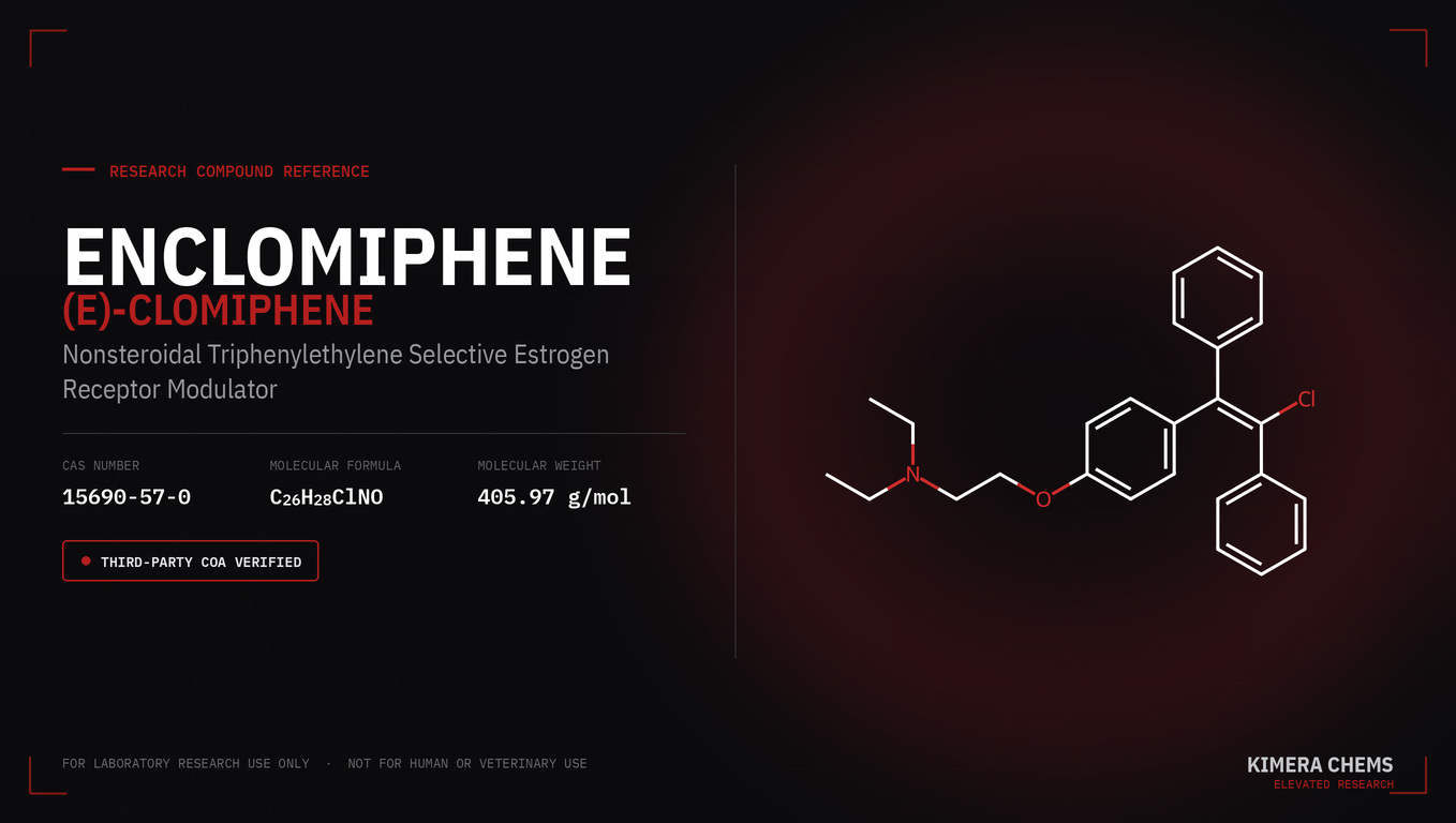 Enclomiphene molecular structure, the E-isomer triphenylethylene SERM, with CAS number and formula — Kimera ChemsEnclomiphene molecular structure, the E-isomer triphenylethylene SERM, with CAS number and formula — Kimera Chems