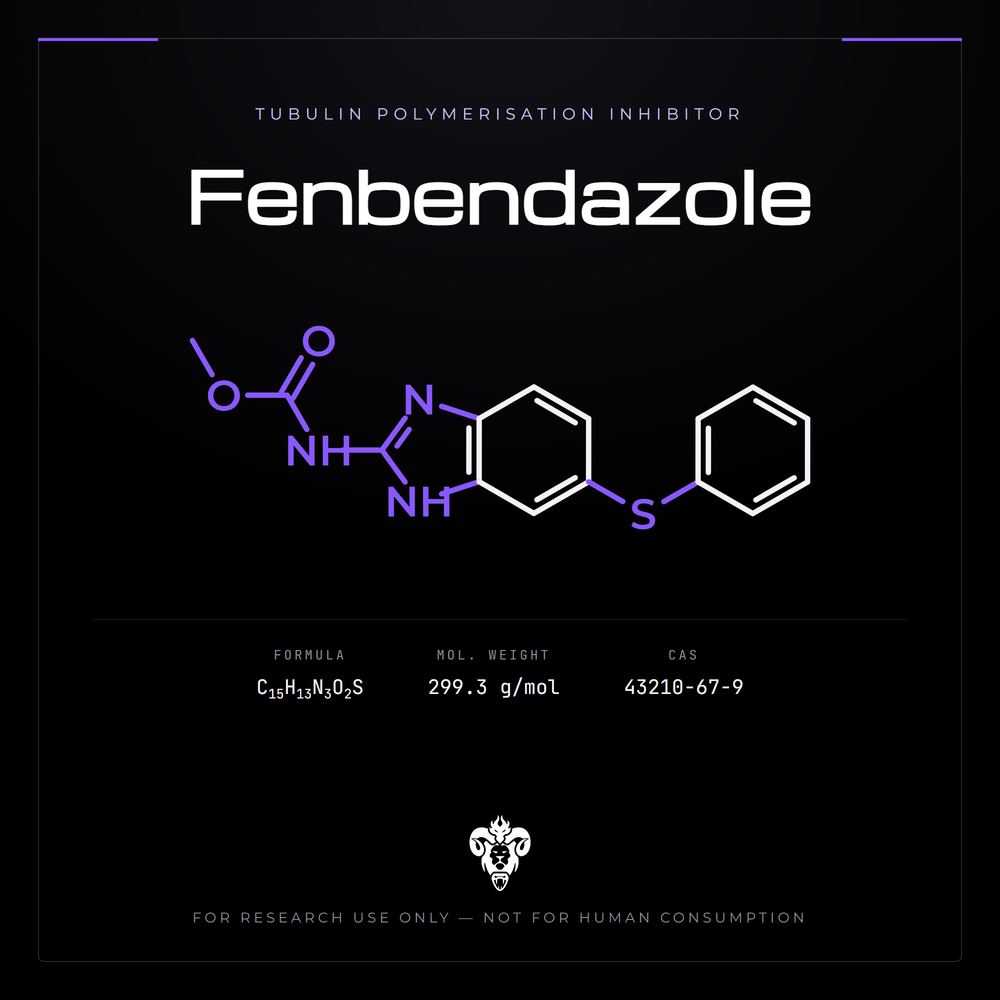 Chemical structure representation of Fenbendazole, a benzimidazole Derivative / Carbamate Ester.