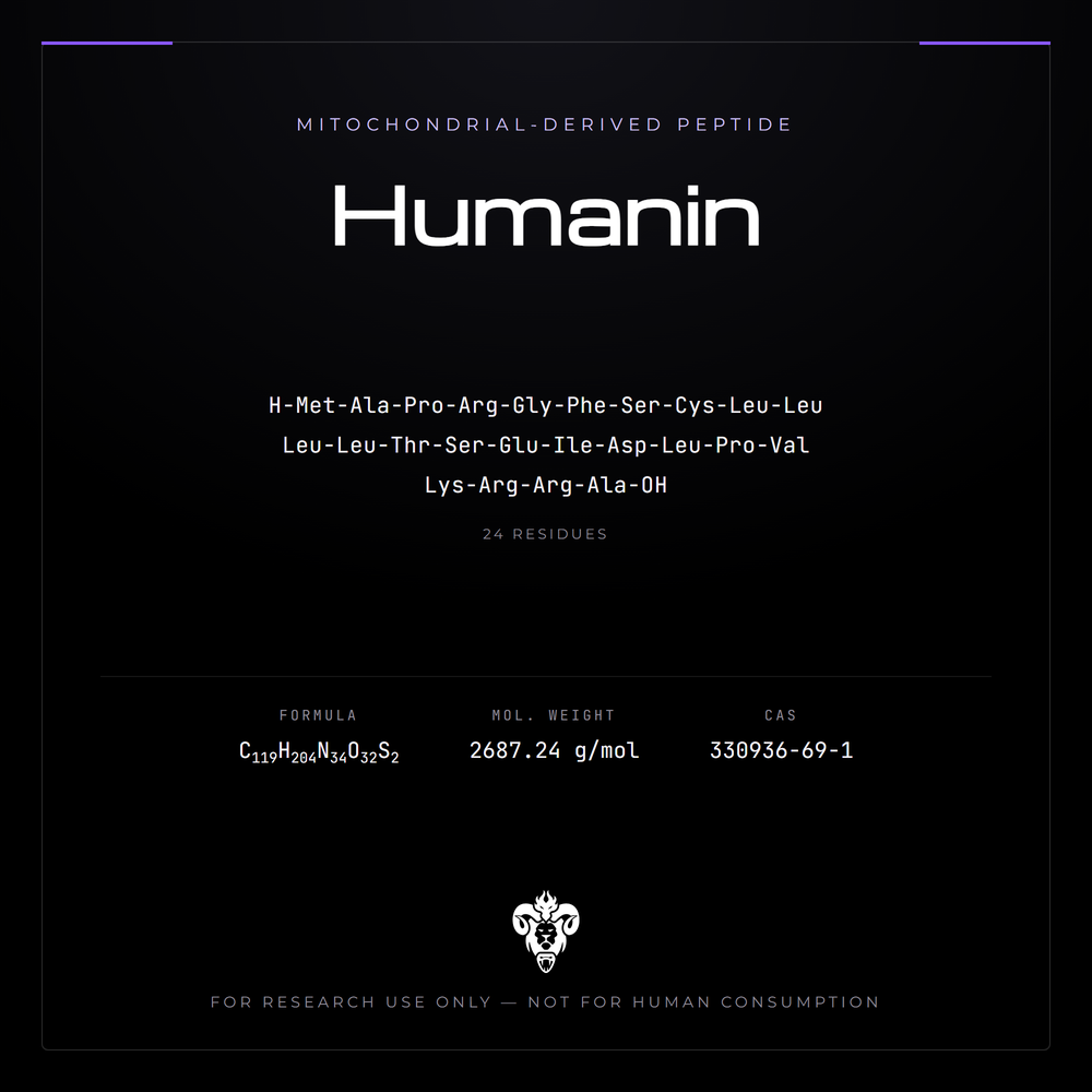 Kimera Chems research compound cover for Humanin, a mitochondrial-derived peptide.