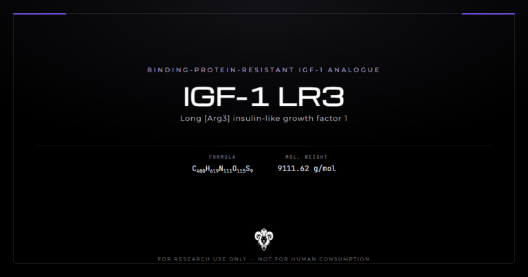 IGF-1 LR3 identity card, the 83-residue Long Arg3 analogue of insulin-like growth factor 1