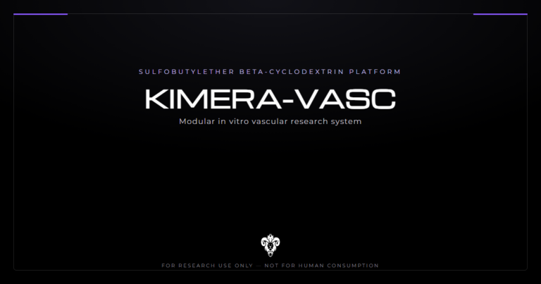 KIMERA-VASC two-component vascular research platform showing sulfobutylether beta-cyclodextrin structure