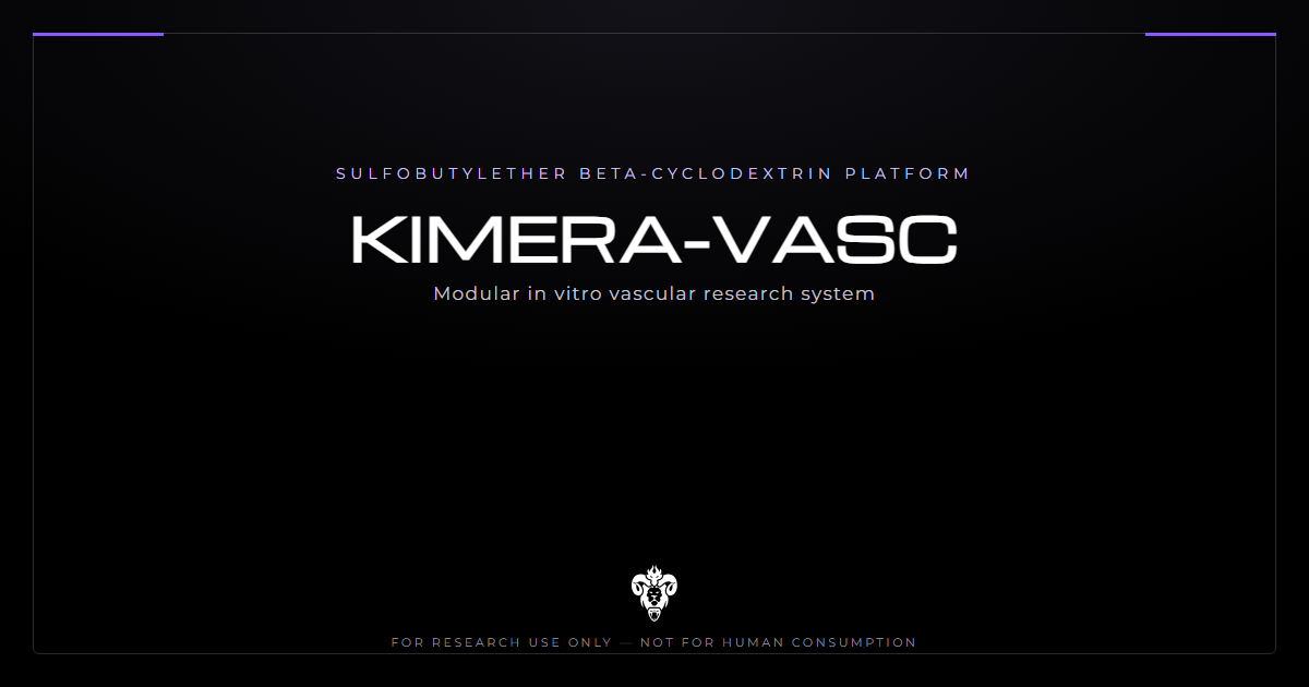 KIMERA-VASC two-component vascular research platform showing sulfobutylether beta-cyclodextrin structure