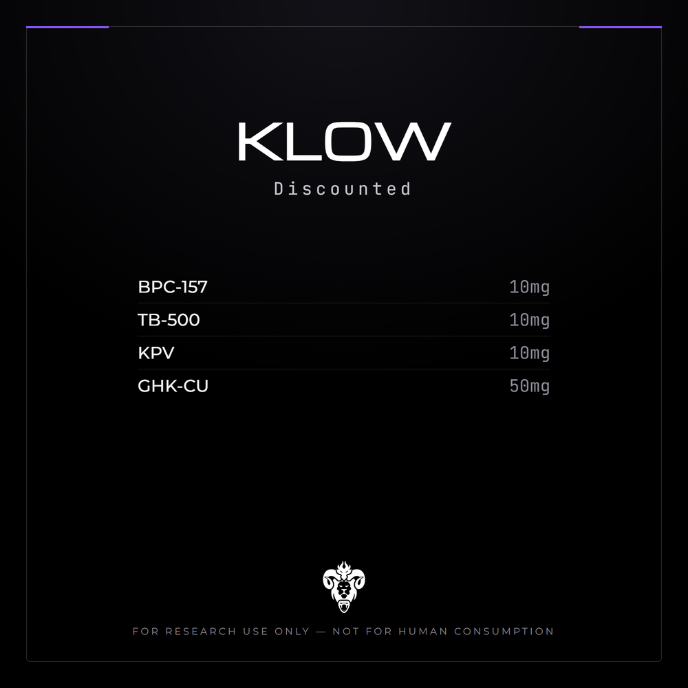 Kimera Chems research compound cover for KLOW (Discounted), a peptide blend: BPC-157, TB-500, KPV, GHK-Cu.