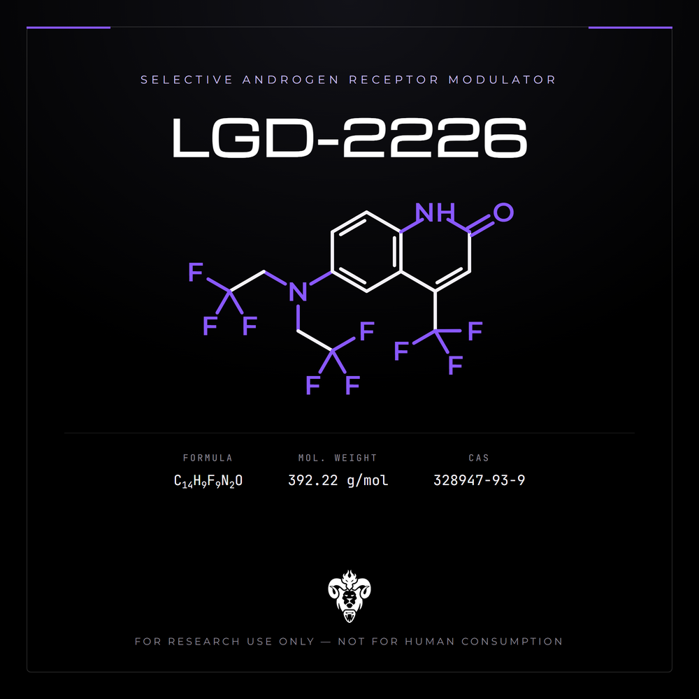 Chemical structure representation of LGD-2226, a nonsteroidal tetrahydroquinolinone.