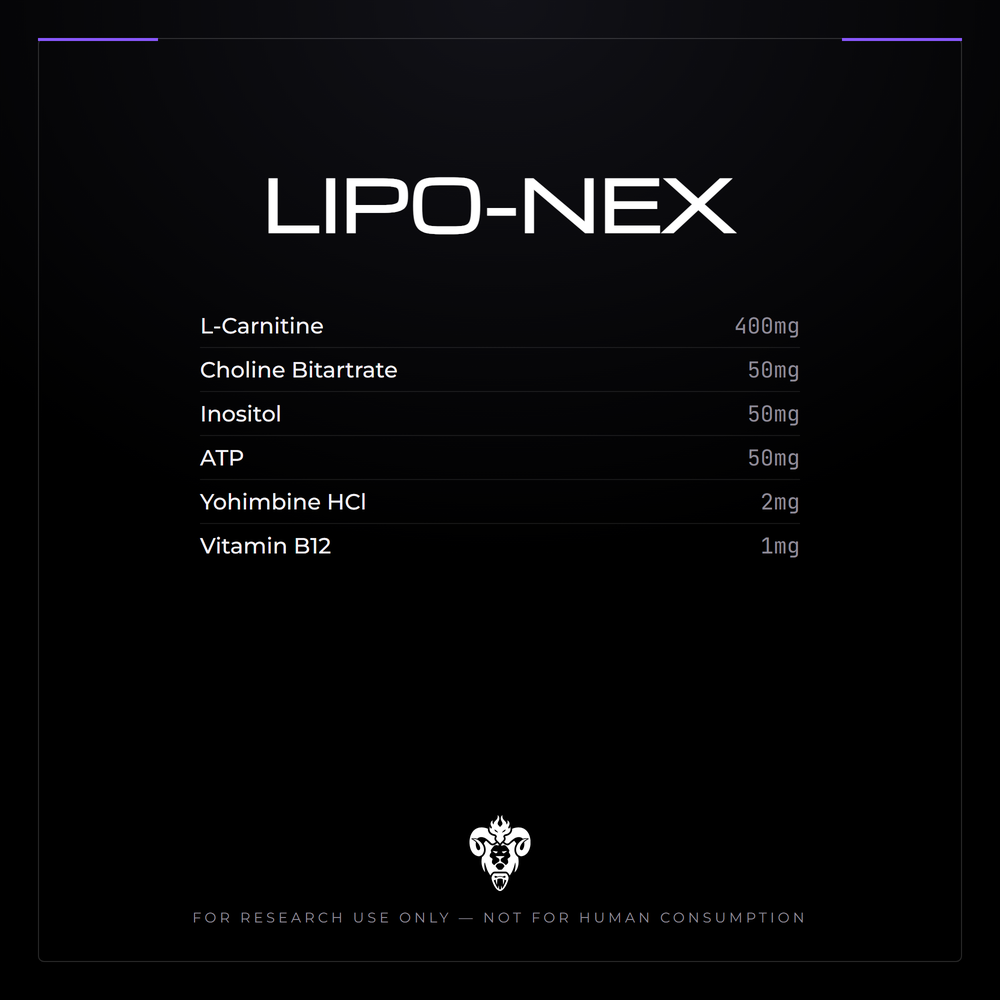 Kimera Chems research compound cover for LIPO-NEX, a multi-component lipotropic amino formulation.