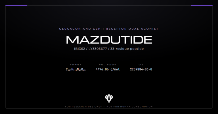 Mazdutide identity card, the 33-residue glucagon and GLP-1 receptor dual agonist