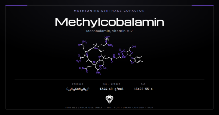 Methylcobalamin chemical structure, a cobalt corrin complex with a methyl group on the upper axial position