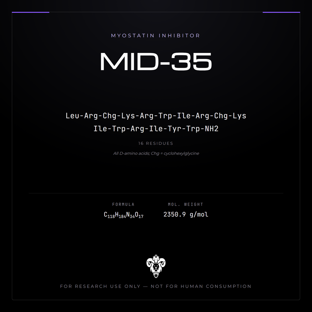 Kimera Chems research compound cover for MID-35, a synthetic D-amino acid peptide.