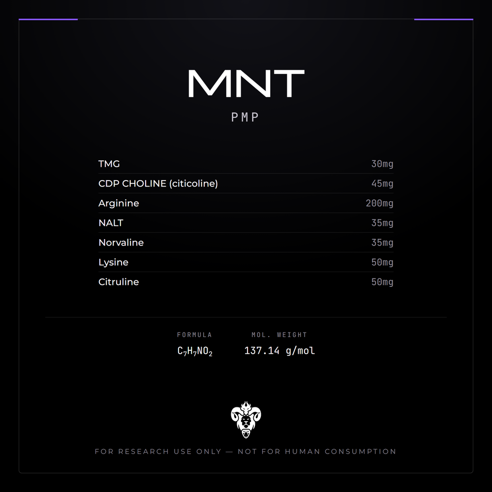 Kimera Chems research compound cover for MNT (PMP), a multi-component amino formulation.