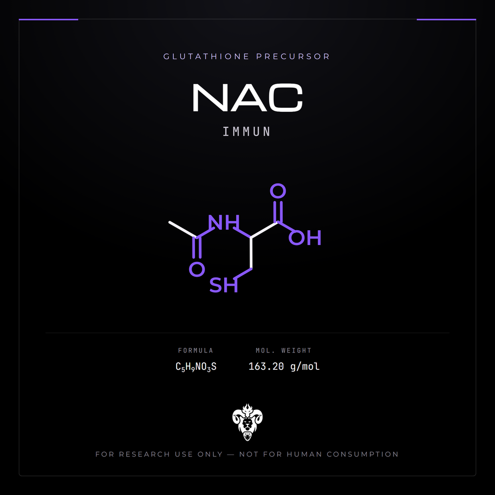 Chemical structure representation of NAC (IMMUN), a n-acetylated amino acid (cysteine derivative).