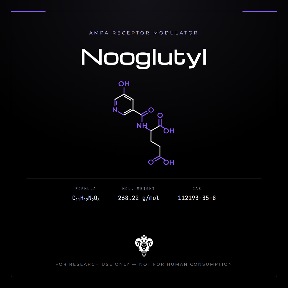 Chemical structure representation of Nooglutyl, a 5-hydroxynicotinic acid / L-glutamic acid conjugate.