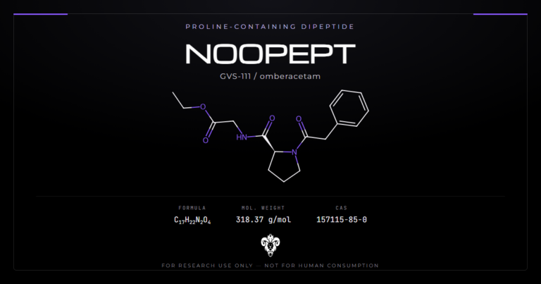 Noopept structure, the phenylacetyl-prolylglycine ethyl ester dipeptide