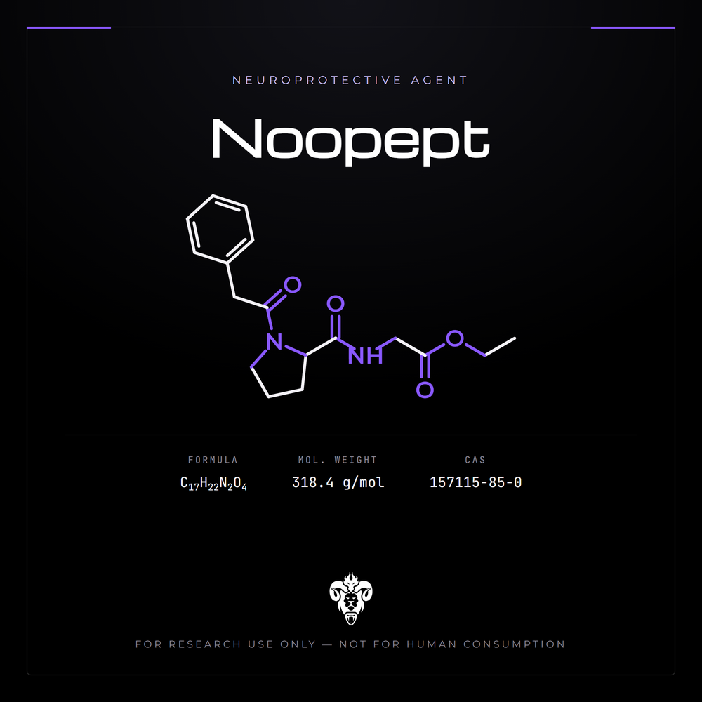 Chemical structure representation of Noopept, a substituted Pro-Gly dipeptide ester.