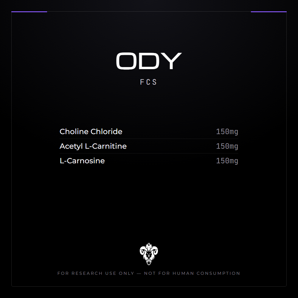 Kimera Chems research compound cover for ODY (FCS), a multi-component amino formulation.