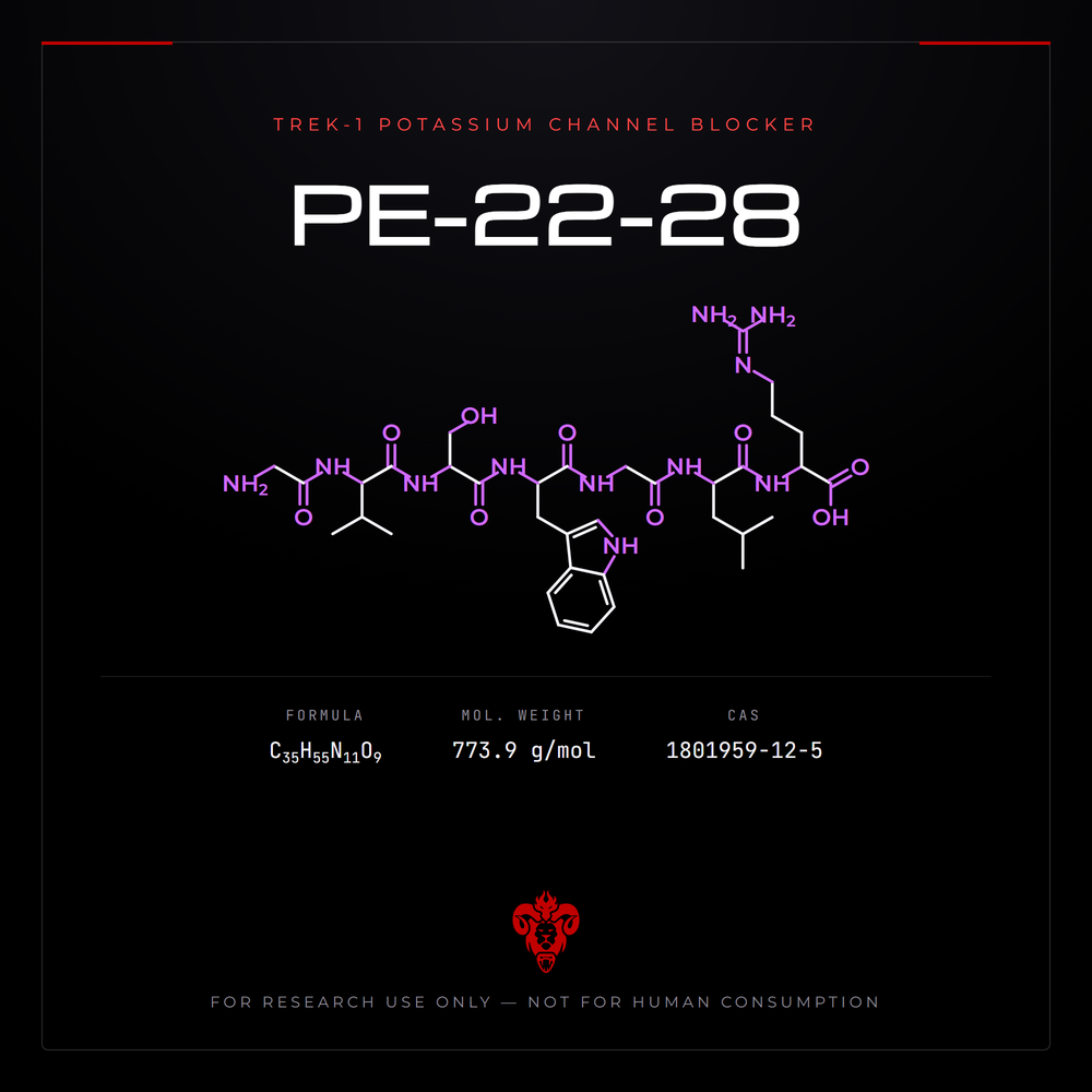 Chemical structure representation of PE-22-28, a synthetic Peptide.