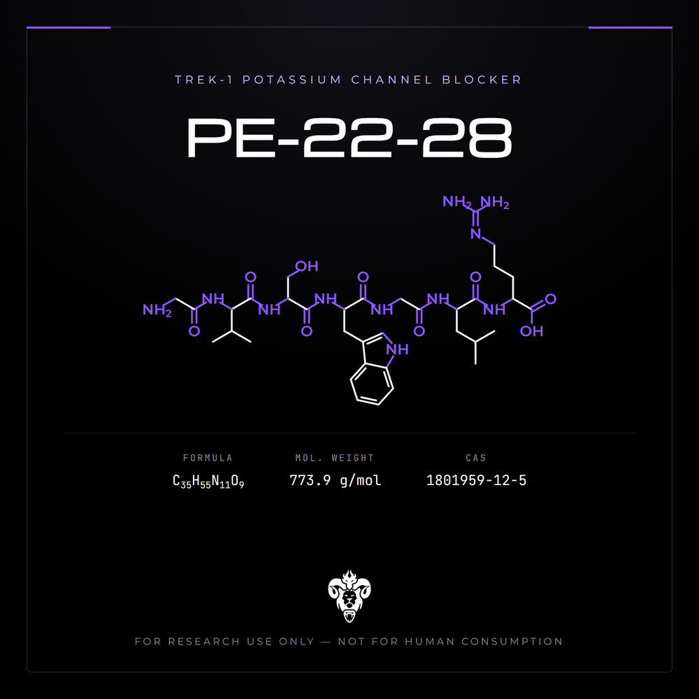 Chemical structure representation of PE-22-28, a synthetic Peptide.