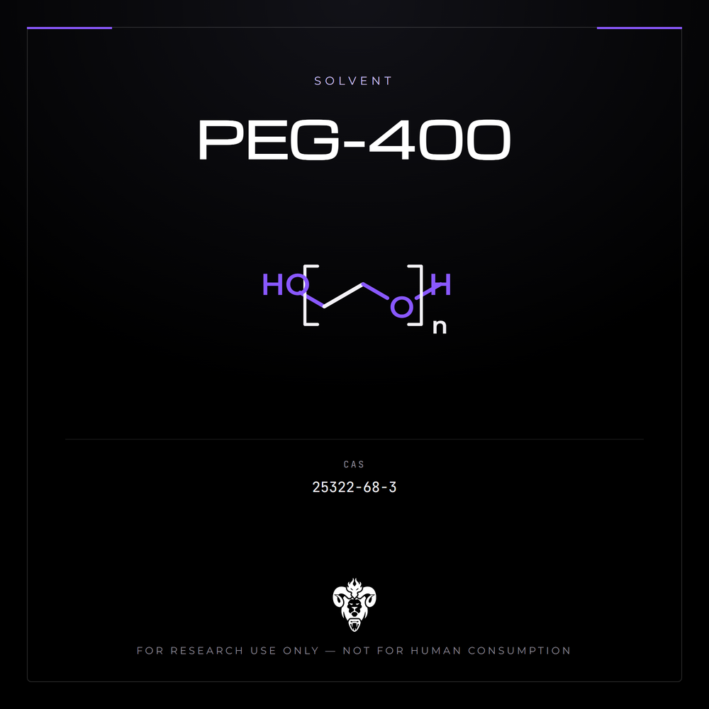 Chemical structure representation of PEG-400, a polyether polymer (polyethylene glycol, avg MW 400).