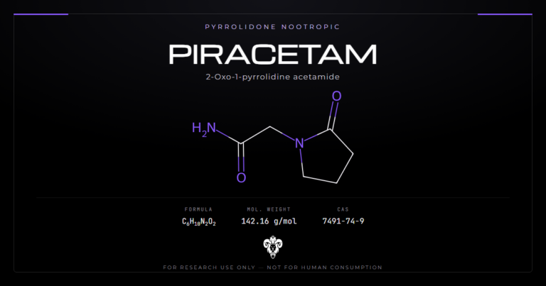 Piracetam structure, 2-oxo-1-pyrrolidine acetamide, the original racetam