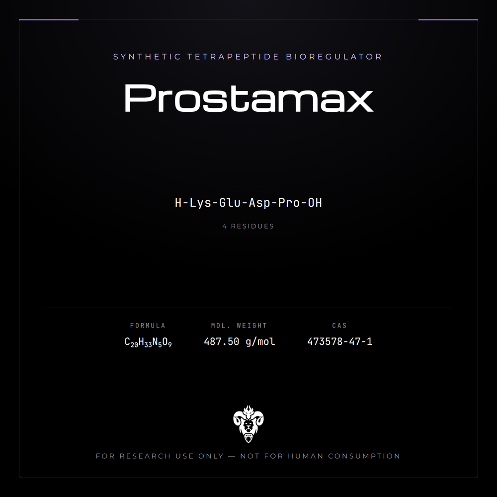 Kimera Chems research compound cover for Prostamax, a synthetic tetrapeptide bioregulator.