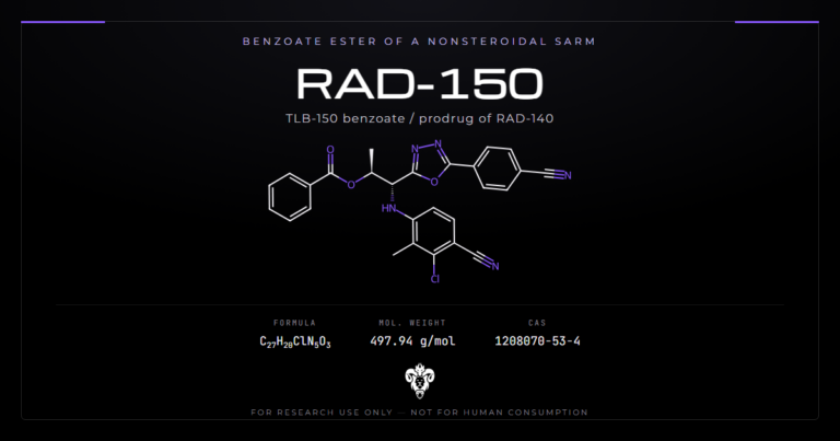 RAD-150 structure, the benzoate ester of the SARM RAD-140