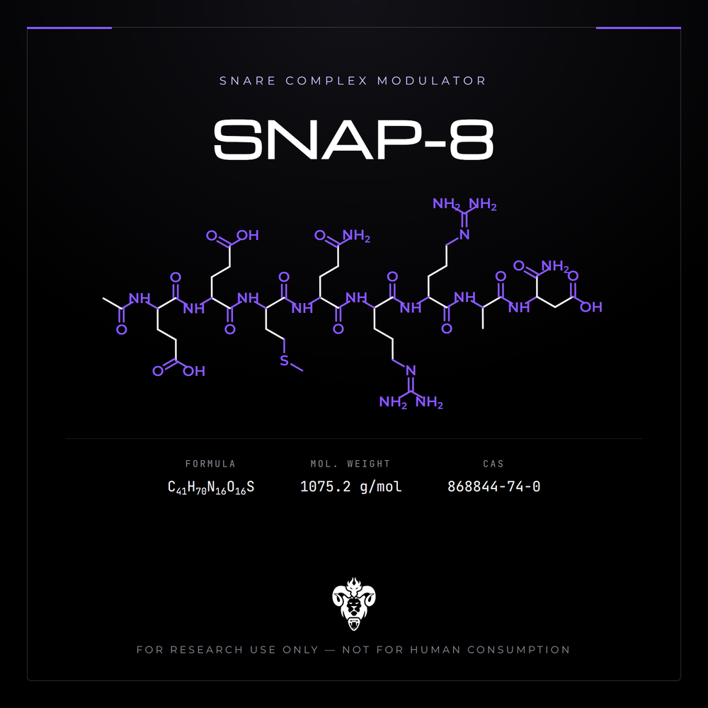 Chemical structure representation of SNAP-8, an acetylated octapeptide (acetyl octapeptide-3).