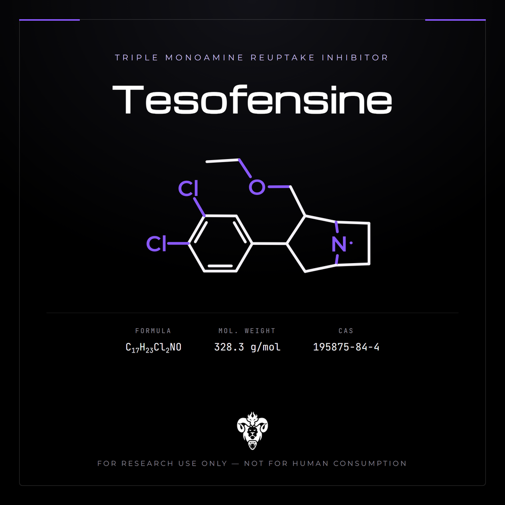 Chemical structure representation of Tesofensine, a phenyltropane derivative.