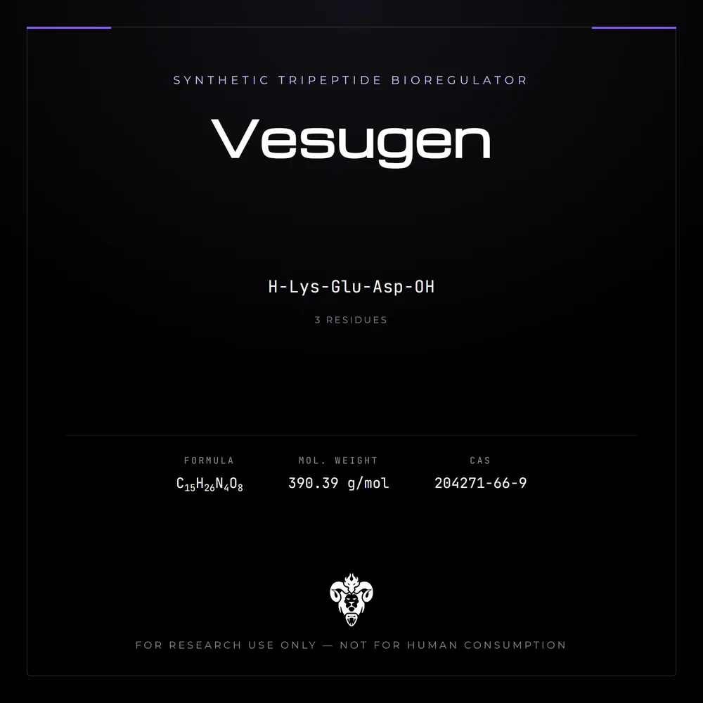 Kimera Chems research compound cover for Vesugen, a synthetic tripeptide bioregulator.